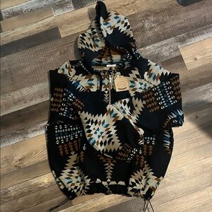 Kori Black and Tan Geometric Hoodie